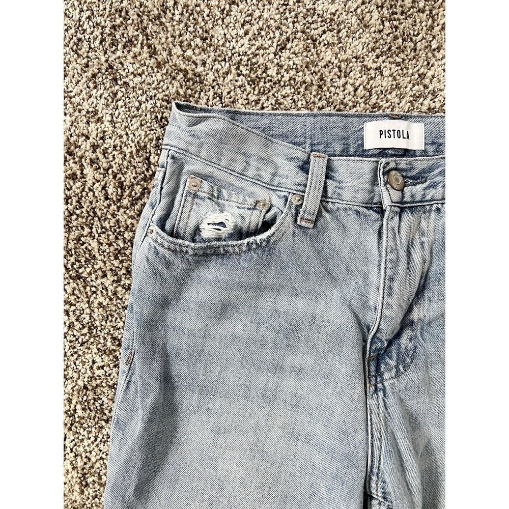 Pistola Presley High Rise Relaxed Roller Jeans Size 6 Light Wash Distressed - Picture 3 of 10
